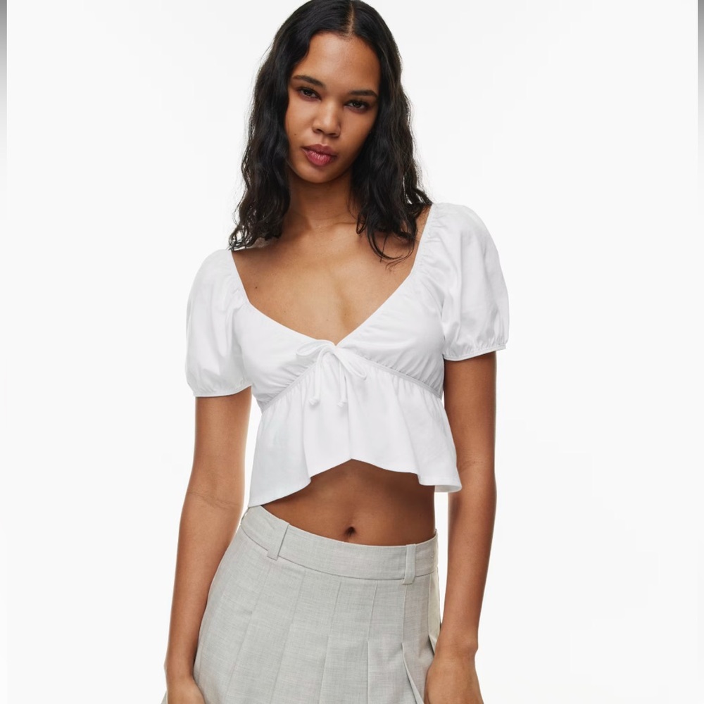 White Puff Sleeve Crop Top